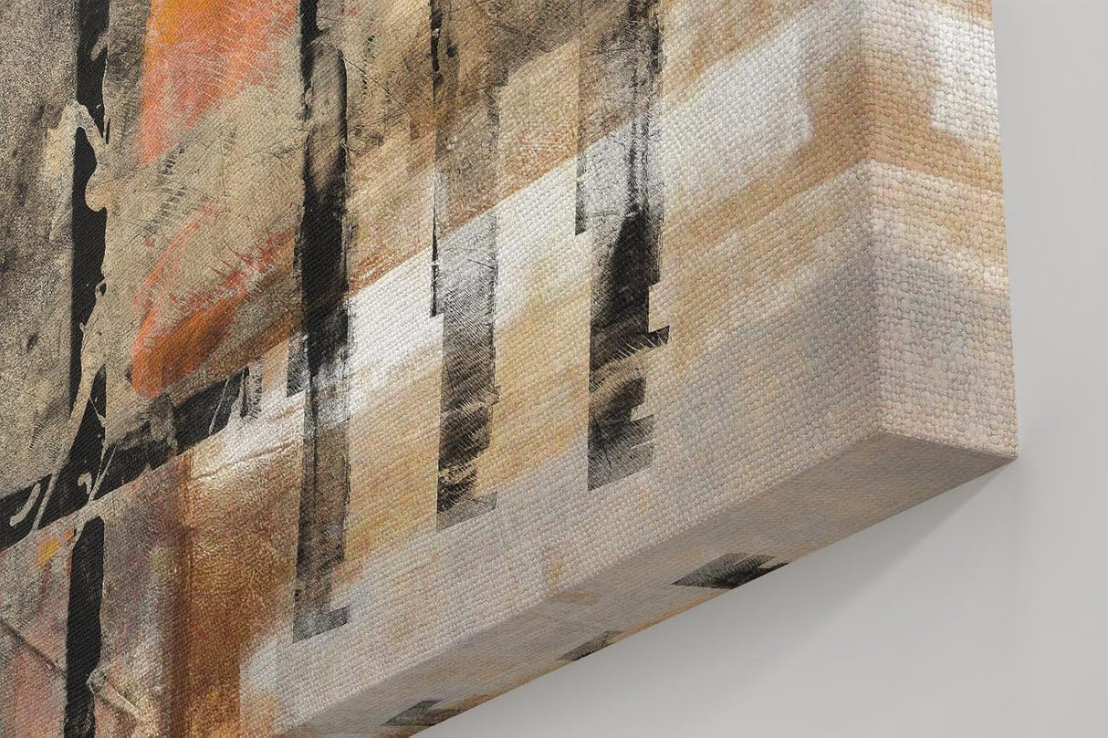 Sinus Art Wandbild 120x80cm Abstrakte Architekturformen mit geometrischen Linien in Braun, Grau und Schwarz