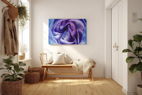 Sinus Art Wandbild 120x80cm Abstrakte Blütenstruktur in Violett- und Blautönen – sinnlich, edel und modern