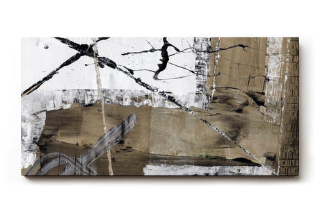 Sinus Art Wandbild 120x80cm Abstrakte Elemente in Schwarz, Weiß und Braun mit grafischen Linien und Symbolen