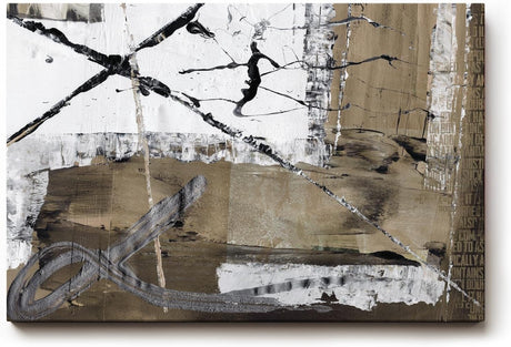 Sinus Art Wandbild 120x80cm Abstrakte Elemente in Schwarz, Weiß und Braun mit grafischen Linien und Symbolen