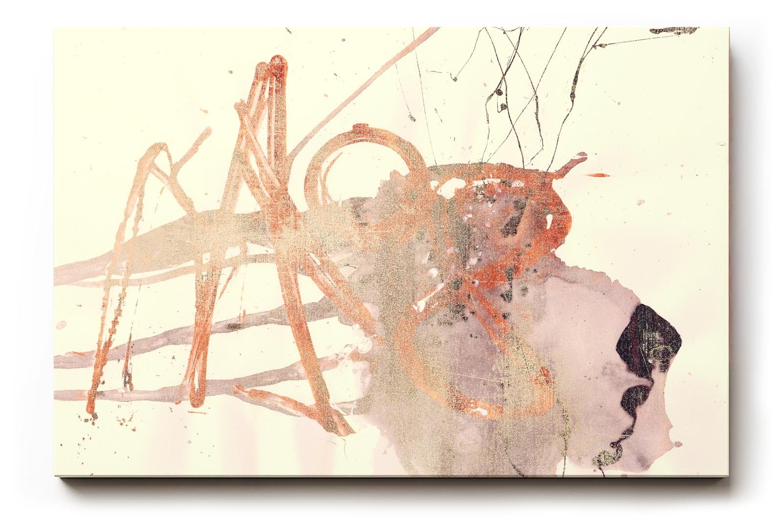 Sinus Art Wandbild 120x80cm Abstrakte Formen in sanftem Rot, Beige und Grau mit skizzenhaften Linien