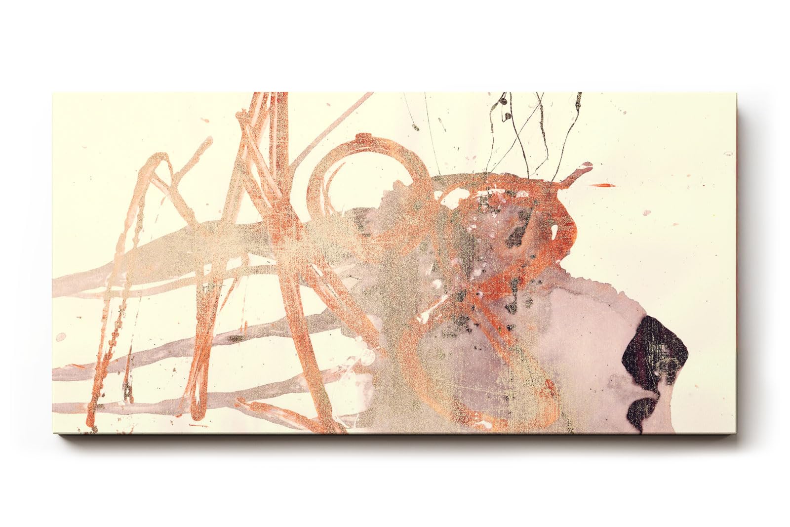 Sinus Art Wandbild 120x80cm Abstrakte Formen in sanftem Rot, Beige und Grau mit skizzenhaften Linien