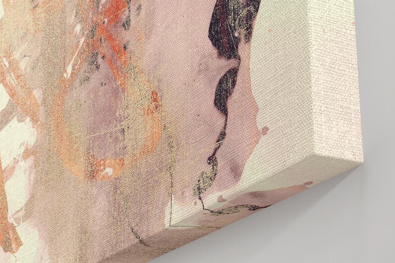 Sinus Art Wandbild 120x80cm Abstrakte Formen in sanftem Rot, Beige und Grau mit skizzenhaften Linien