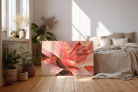 Sinus Art Wandbild 120x80cm Abstrakte Makroaufnahme einer roten Pflanze – organisch, dynamisch und einzigartig