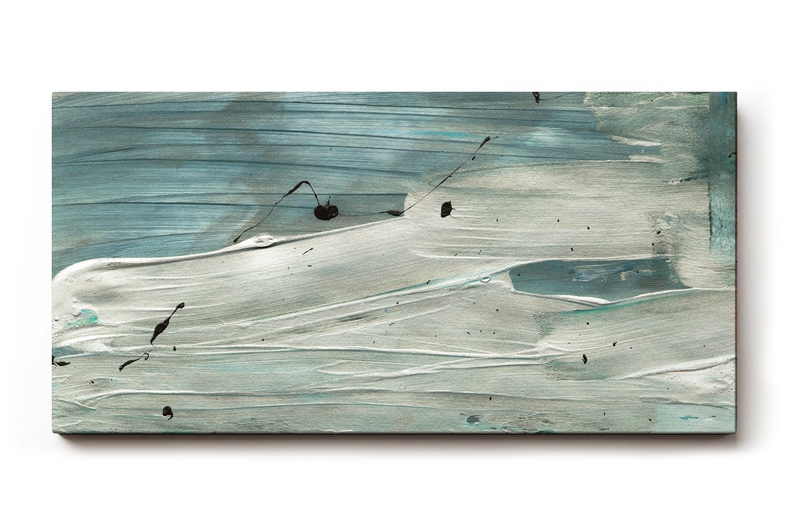 Sinus Art Wandbild 120x80cm Abstrakte Meer- oder Wasserbewegung in kühlen Blaugrün- und Grautönen