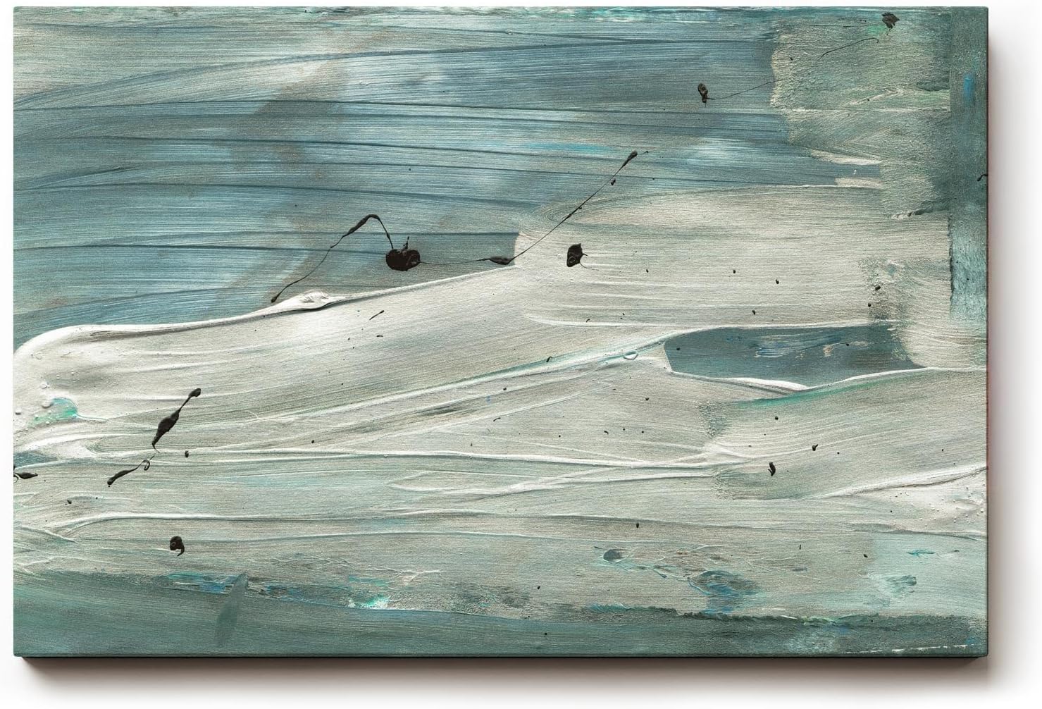 Sinus Art Wandbild 120x80cm Abstrakte Meer- oder Wasserbewegung in kühlen Blaugrün- und Grautönen