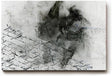 Sinus Art Wandbild 120x80cm Abstraktes Porträt, handschriftliche Elemente und rauchige Strukturen in Schwarzweiß