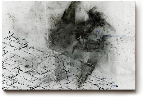 Sinus Art Wandbild 120x80cm Abstraktes Porträt, handschriftliche Elemente und rauchige Strukturen in Schwarzweiß