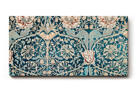 Sinus Art Wandbild 120x80cm Antik wirkendes Blütenmuster auf strukturreichem Türkisgrund mit floralen Elementen