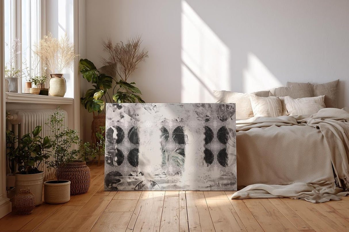 Sinus Art Wandbild 120x80cm Auffälliges Kreisdesign in Schwarz-Weiß sorgt für eine minimalistische und gleichzeitig dynamische Bildwirkung