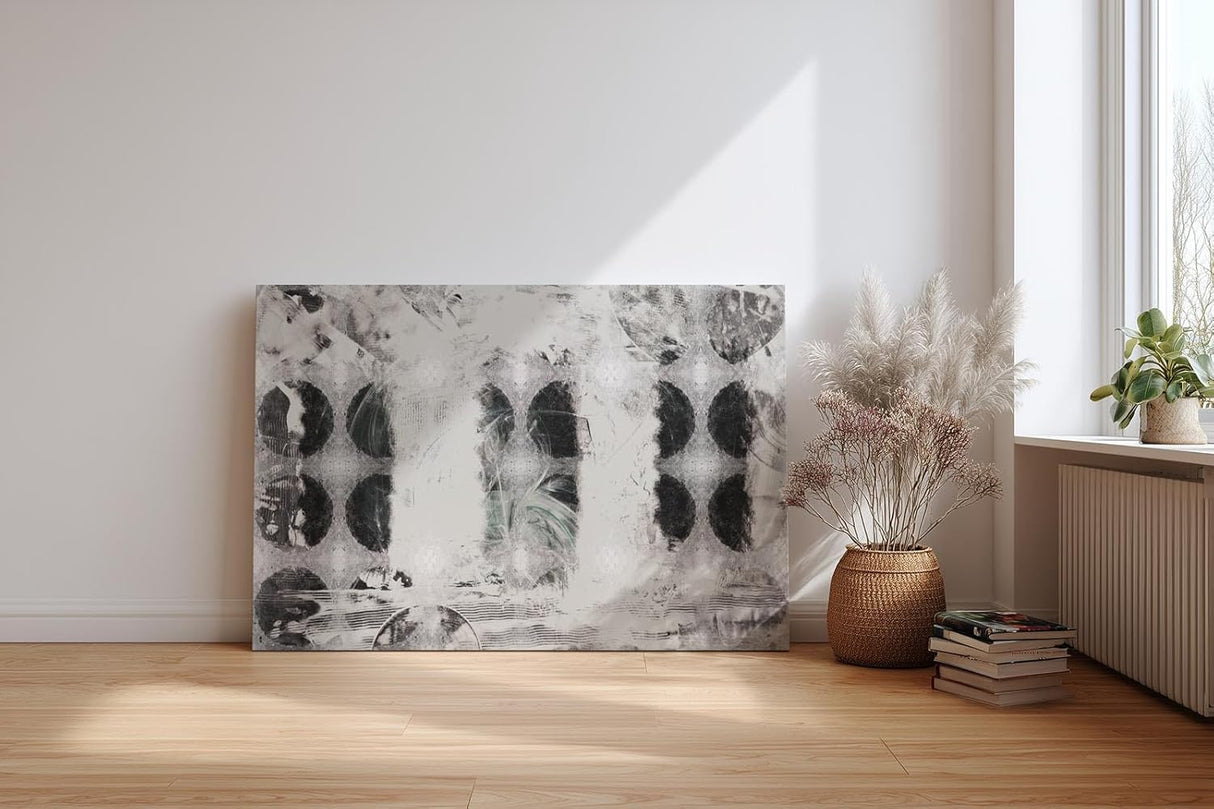 Sinus Art Wandbild 120x80cm Auffälliges Kreisdesign in Schwarz-Weiß sorgt für eine minimalistische und gleichzeitig dynamische Bildwirkung