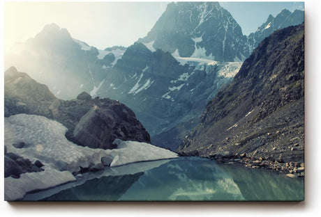 Sinus Art Wandbild 120x80cm Beeindruckende Alpenlandschaft mit Eis, Wasser und Licht – kraftvoll und beruhigend zugleich