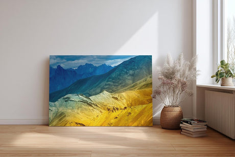 Sinus Art Wandbild 120x80cm Beeindruckende Landschaftskomposition mit leuchtenden Farbzonen und Tiefenstaffelung