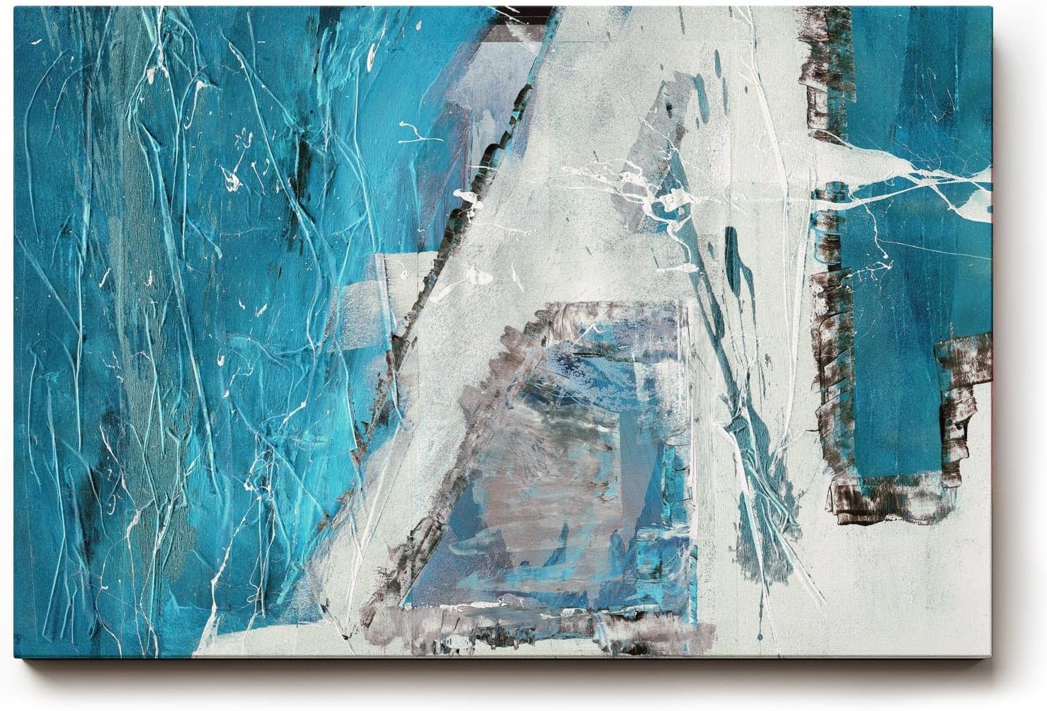 Sinus Art Wandbild 120x80cm Blaue und weiße Flächen mit pastösen Strukturen und expressiven Linien