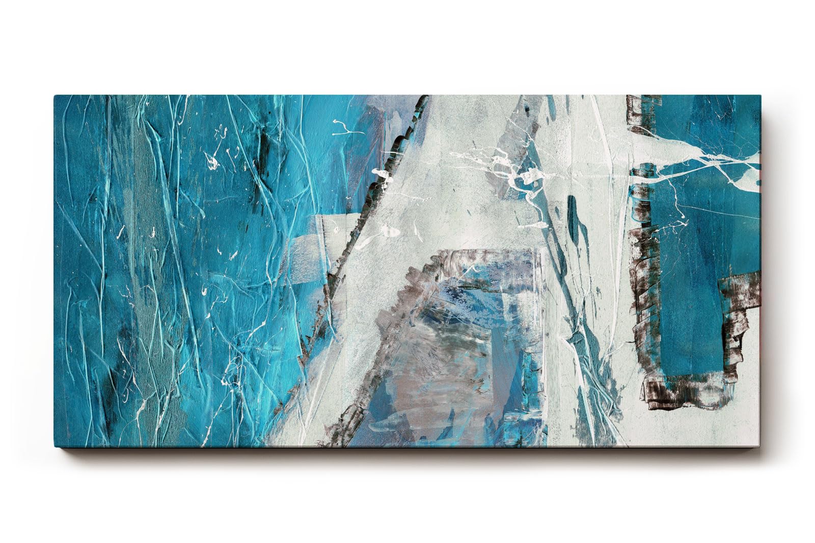 Sinus Art Wandbild 120x80cm Blaue und weiße Flächen mit pastösen Strukturen und expressiven Linien