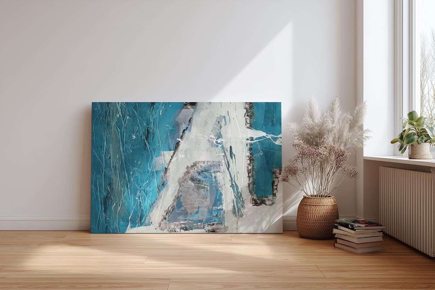 Sinus Art Wandbild 120x80cm Blaue und weiße Flächen mit pastösen Strukturen und expressiven Linien