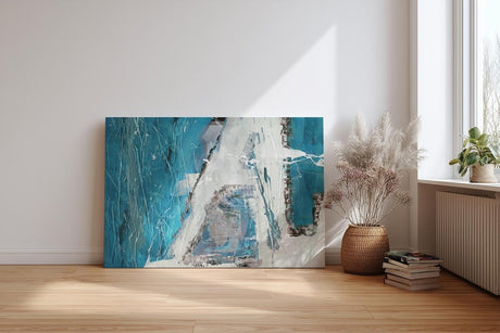 Sinus Art Wandbild 120x80cm Blaue und weiße Flächen mit pastösen Strukturen und expressiven Linien