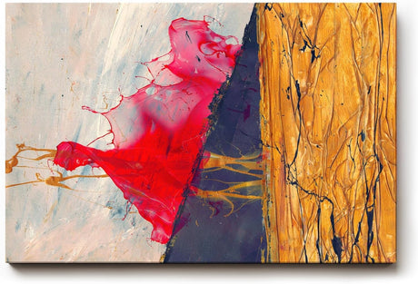 Sinus Art Wandbild 120x80cm Dynamische Farbflächen in Rot, Schwarz und Gold mit fließenden Übergängen