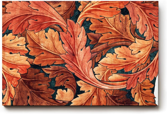 Sinus Art Wandbild 120x80cm Dynamisches Blattmotiv in warmen Rottönen auf dunklem Hintergrund in ornamentaler Form