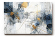 Sinus Art Wandbild 120x80cm Elegantes abstraktes Design in Blau, Grau und Weiß mit goldenen Linien für moderne Raumgestaltung