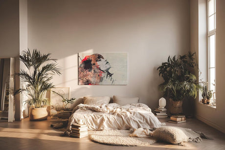 Sinus Art Wandbild 120x80cm Farbenstarkes Porträt einer Frau mit emotionaler Mimik und malerischer Abstraktion