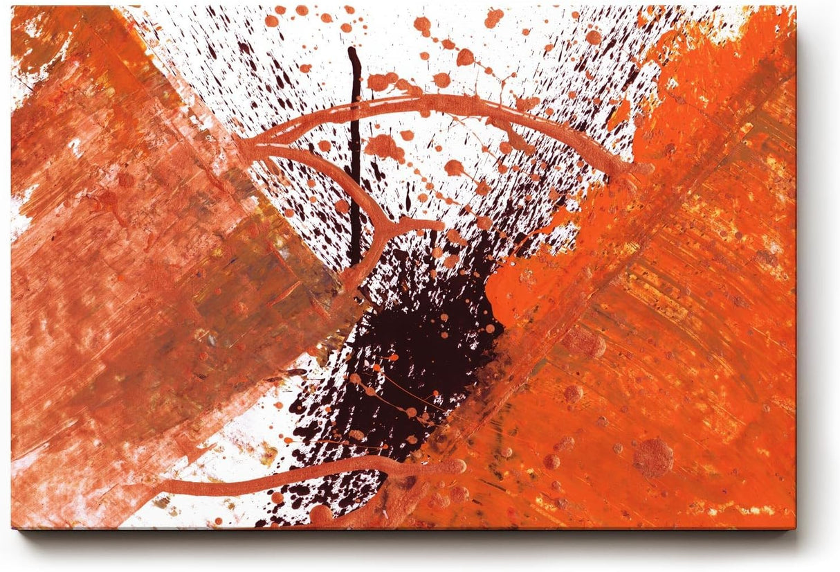 Sinus Art Wandbild 120x80cm Farbexplosion in Orange und Schwarz mit tropfenartigen Elementen und Bewegung