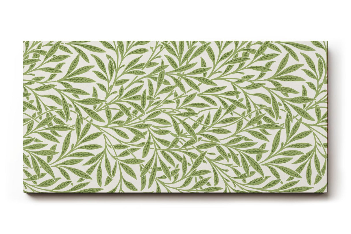 Sinus Art Wandbild 120x80cm Feines Muster aus grünen Blättern auf hellem Grund für natürliche Leichtigkeit