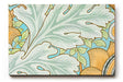Sinus Art Wandbild 120x80cm Florale Jugendstilkomposition mit großen Blättern und gelben Blüten auf pastellblauem Grund