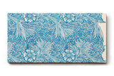 Sinus Art Wandbild 120x80cm Florales Design mit Blüten und Blättern im klassischen Vintage-Stil auf blauem Hintergrund