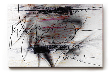 Sinus Art Wandbild 120x80cm Geschwungene schwarze Linien auf weißem Grund mit Farbverläufen und Textur