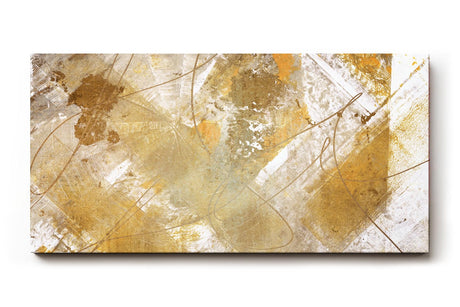 Sinus Art Wandbild 120x80cm Goldfarbene geometrische Formen und Linien auf hellem Hintergrund