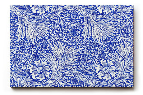 Sinus Art Wandbild 120x80cm Klassisches Blütendekor mit feinen Linien und dichter Musterung auf tiefblauem Grund