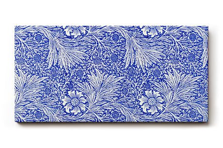 Sinus Art Wandbild 120x80cm Klassisches Blütendekor mit feinen Linien und dichter Musterung auf tiefblauem Grund