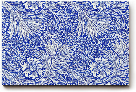Sinus Art Wandbild 120x80cm Klassisches Blütendekor mit feinen Linien und dichter Musterung auf tiefblauem Grund
