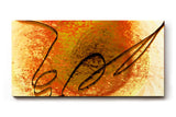 Sinus Art Wandbild 120x80cm Kreisförmige Strukturen in Orange und Gelb mit zentraler schwungvoller schwarzer Linie