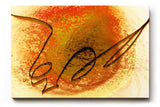 Sinus Art Wandbild 120x80cm Kreisförmige Strukturen in Orange und Gelb mit zentraler schwungvoller schwarzer Linie