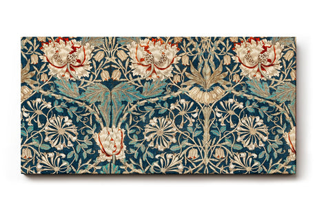 Sinus Art Wandbild 120x80cm Künstlerisch gestaltetes Blütenornament auf türkisblauem Fond mit detailreichen Linien
