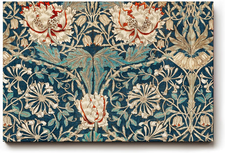 Sinus Art Wandbild 120x80cm Künstlerisch gestaltetes Blütenornament auf türkisblauem Fond mit detailreichen Linien