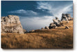 Sinus Art Wandbild 120x80cm Markante Felsformationen unter blauem Himmel in dramatischer Weite
