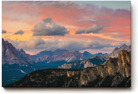 Sinus Art Wandbild 120x80cm Spektakuläres Bergpanorama im Licht eines dramatischen Sonnenuntergangs