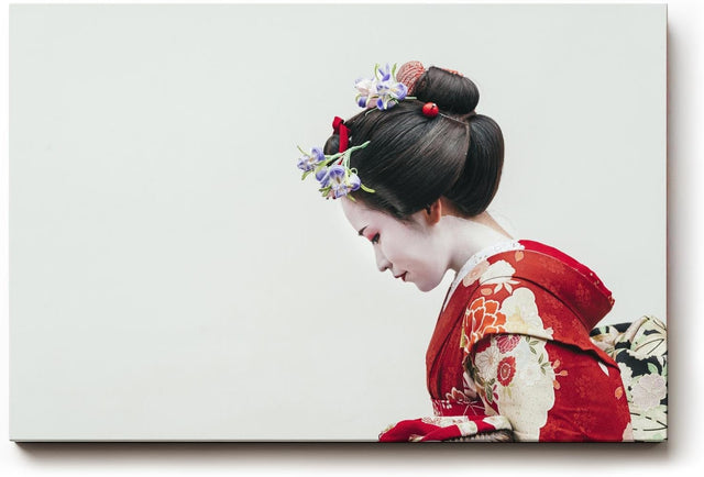 Sinus Art Wandbild 120x80cm Stilvolles Porträt einer Geisha – Ausdruck fernöstlicher Tradition und Anmut