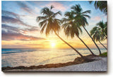 Sinus Art Wandbild 120x80cm Stimmungsvolles Motiv mit Palmen, Sandstrand und Sonnenuntergang – ideal für entspannte Raumgestaltung