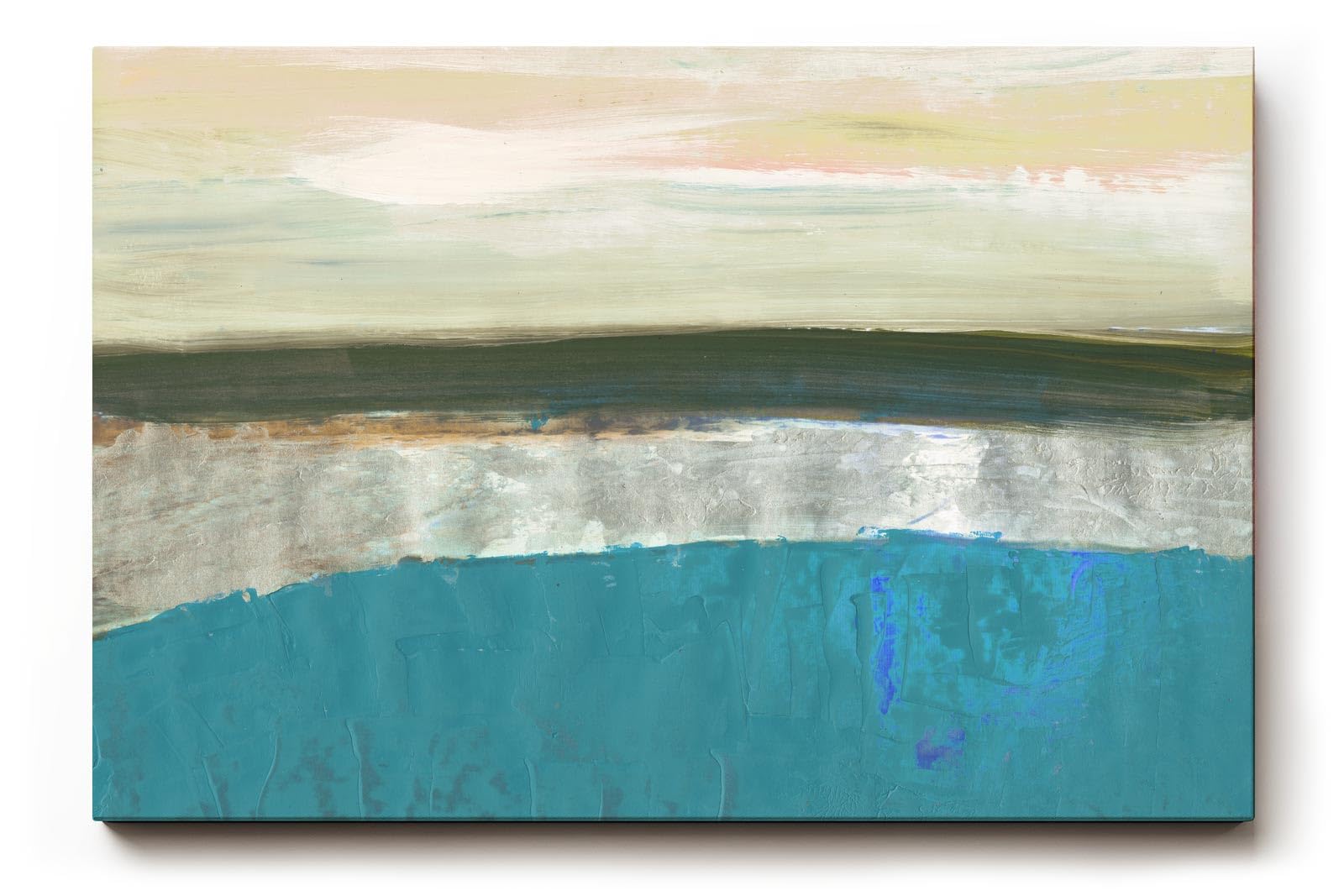 Sinus Art Wandbild 120x80cm Türkis, Beige und sanfte Grau- und Rosatöne bilden eine abstrakte Meereslandschaft