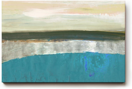 Sinus Art Wandbild 120x80cm Türkis, Beige und sanfte Grau- und Rosatöne bilden eine abstrakte Meereslandschaft