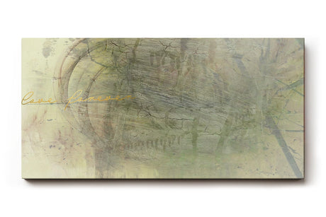 Sinus Art Wandbild 120x80cm Zart abstrahierte Formen in Beige- und Grüntönen mit subtiler Typografie
