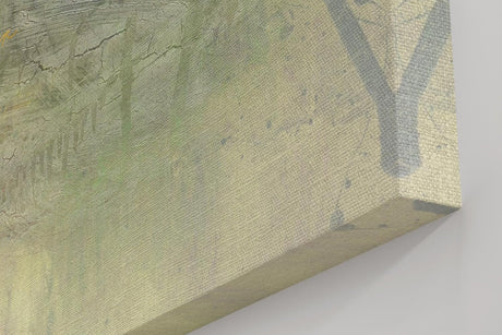 Sinus Art Wandbild 120x80cm Zart abstrahierte Formen in Beige- und Grüntönen mit subtiler Typografie