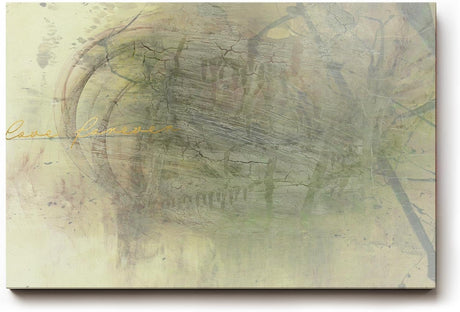 Sinus Art Wandbild 120x80cm Zart abstrahierte Formen in Beige- und Grüntönen mit subtiler Typografie