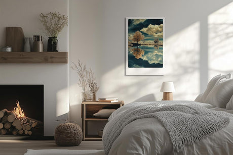 Paul Sinus Leinwandbild 60x90cm Spiegel der Natur – Faszinierende Landschaft mit surrealen Farben, Wolkenspiegelung und beruhigender Atmosphäre