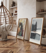 Paul Sinus Leinwandbild 80x120cm Spiegel der Stille – Minimalistische Winterlandschaft mit ruhigem Wasser, monochromer Farbe