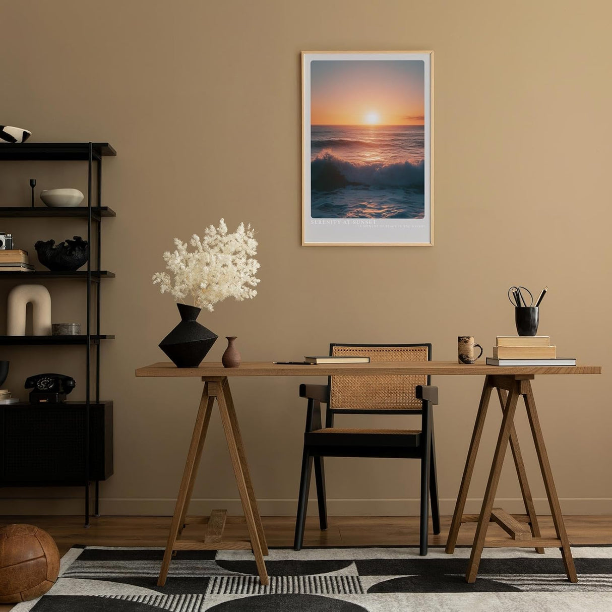 Paul Sinus Leinwandbild 40x60cm Stille am Sonnenuntergang – Sanfte Meereswellen mit goldenem Licht und beruhigender Atmosphäre